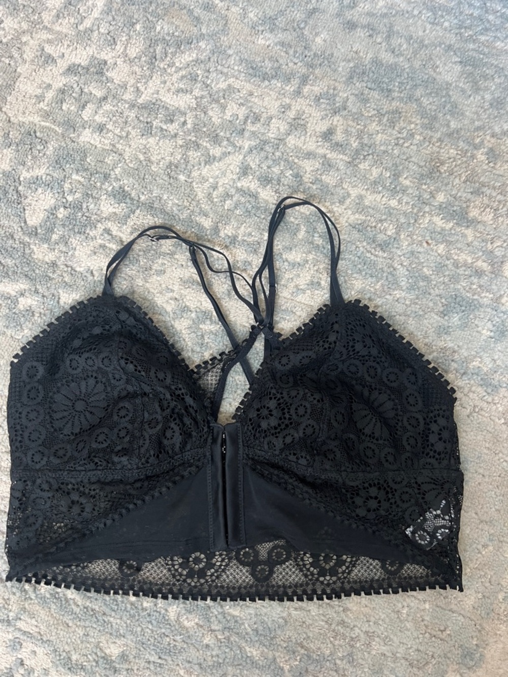 Aeri Lace Bralette with Crochet Detail - Black, Size M